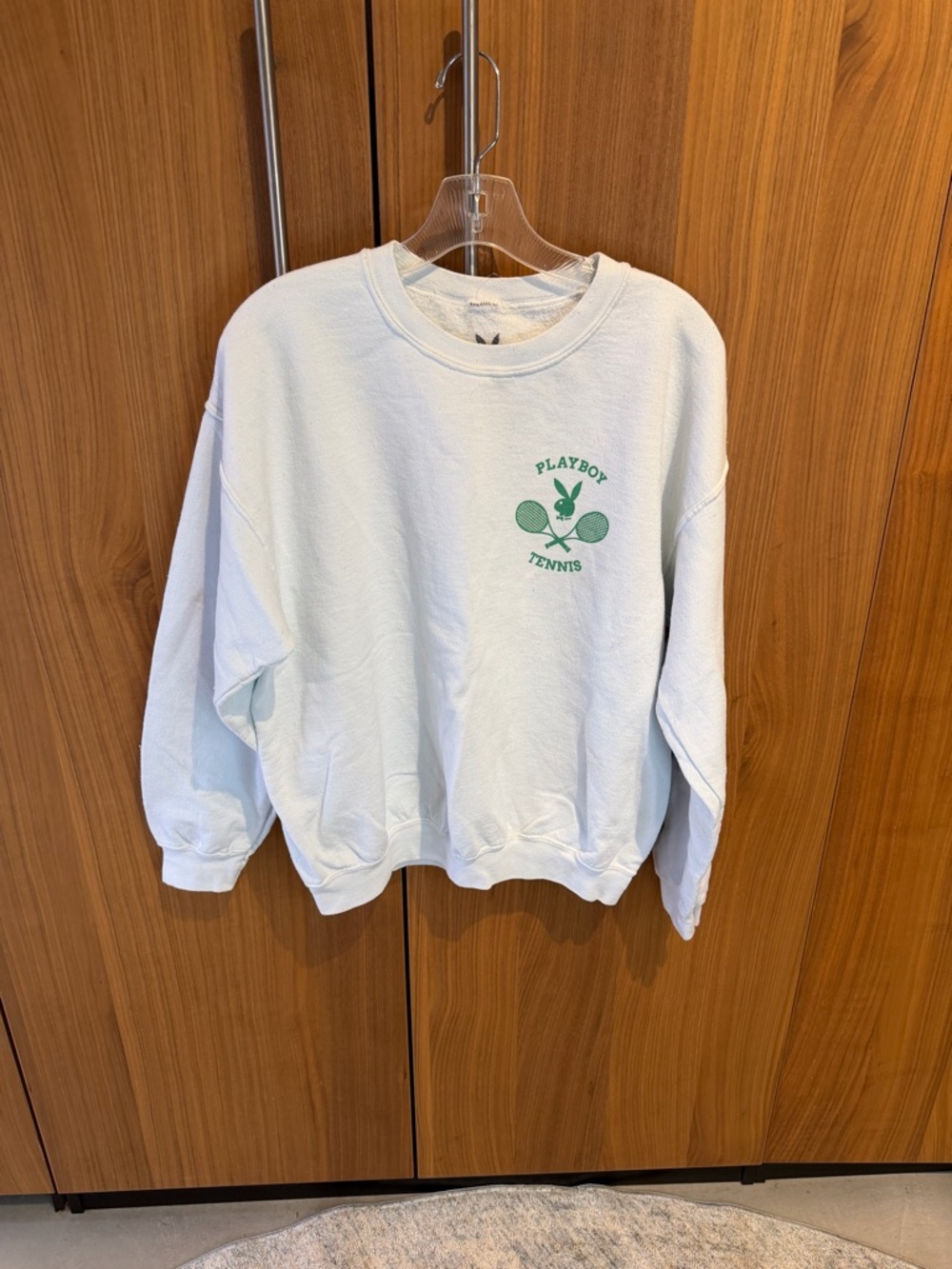 PLAYBOY Light Blue Crewneck with Green Tennis Logo
